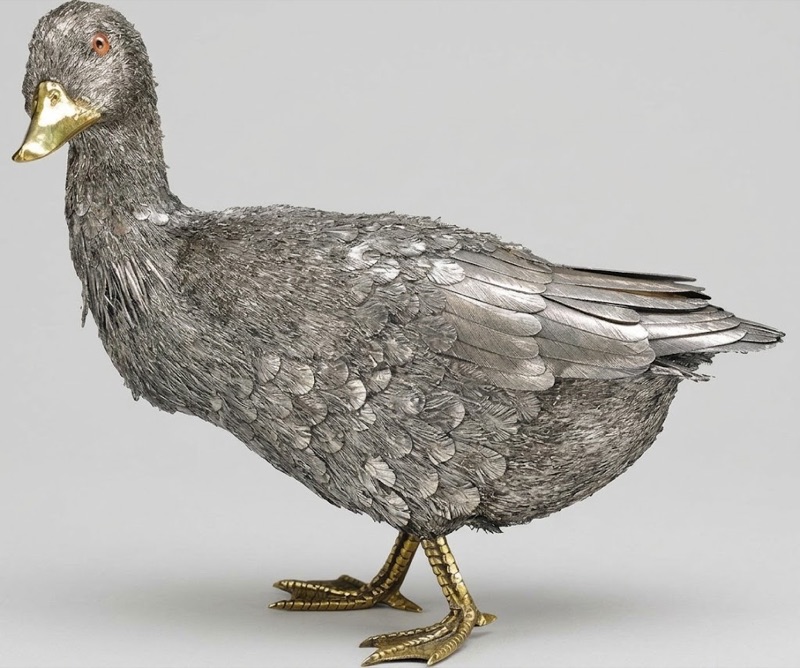 Sterling Silver and 18K Yellow Gold Vermeil Duck, from the Buccellati Animalier Collection
