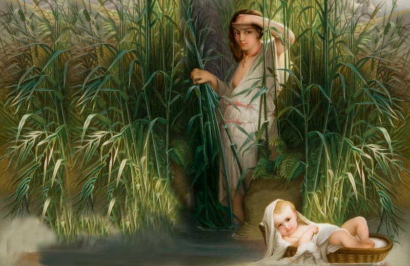 Miriam Watching Over the Infant Moses - finely painted Berlin (KPM) porcelain plaque (German, late 19th century), after Paul Delaroche (French, 1797-1856)